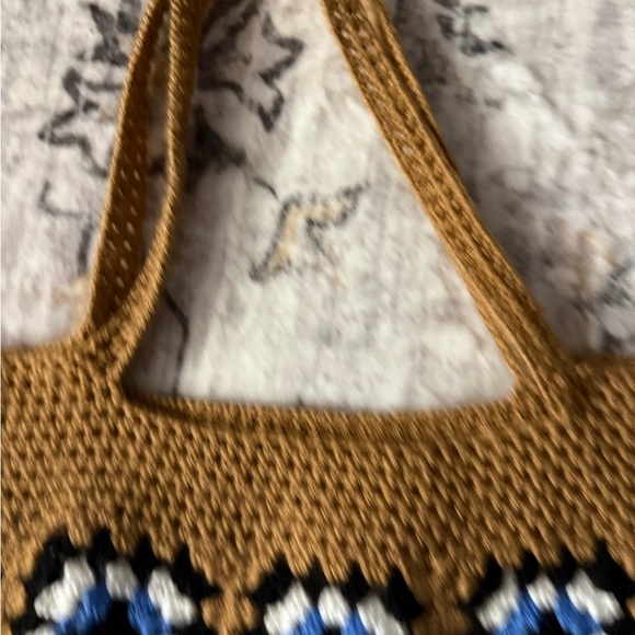 Handcrafted Crochet Tote Bag - Brown and Blue - Picture 5 of 6